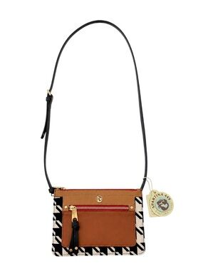 NWT Spartina 449 Stoddard Slim Hipster Crossbody Bag Linen Leather Black Cognac